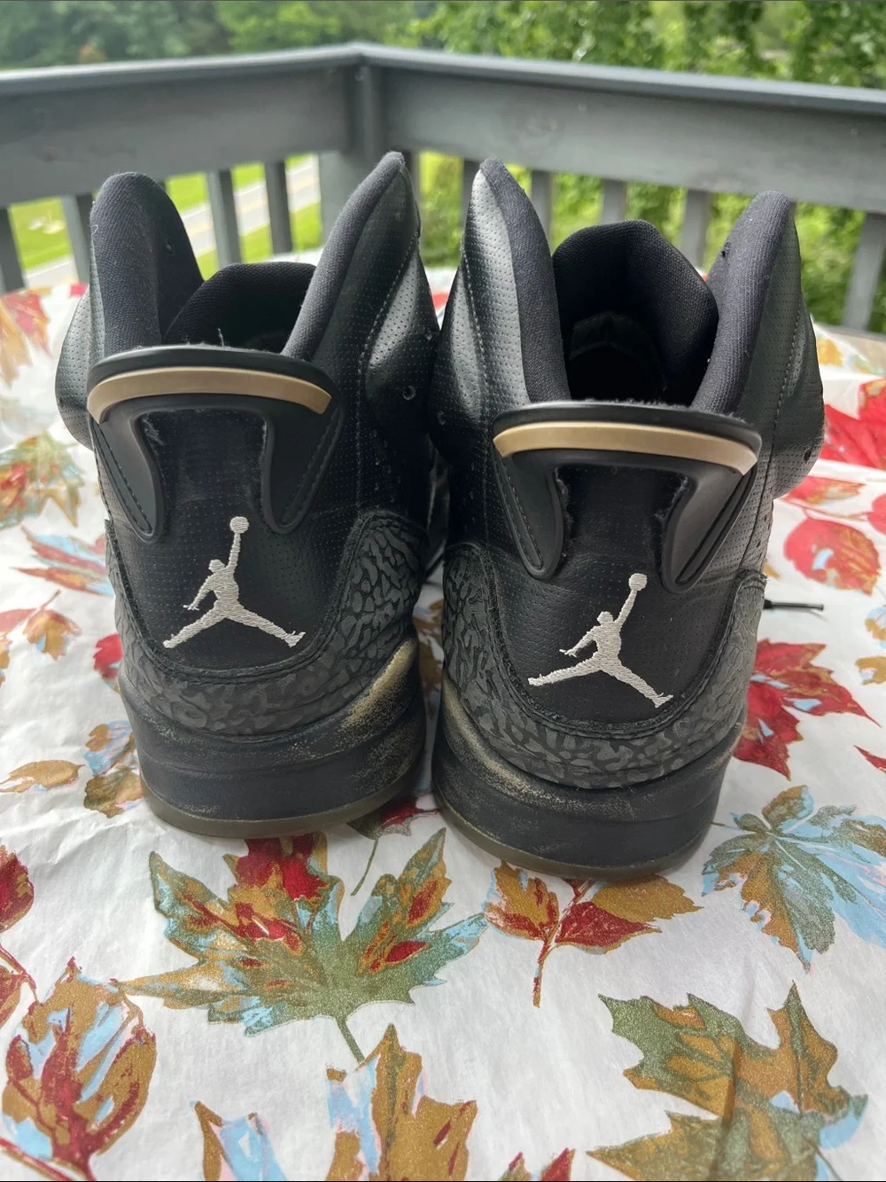 Jordan Black Strap Basketball Sneakers with Elephant Print